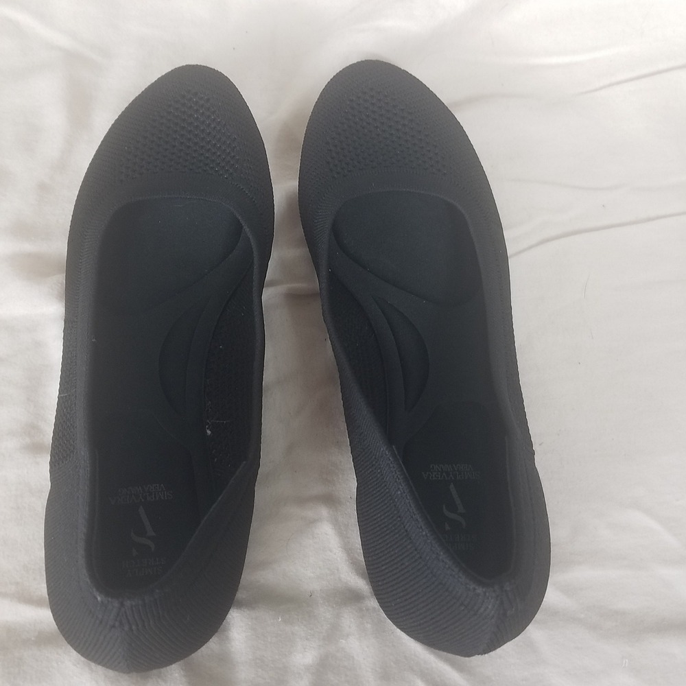 Simply Vera Vera Wang Simply Stretch Flats Womens 7.5 Black Excellent Knit Point